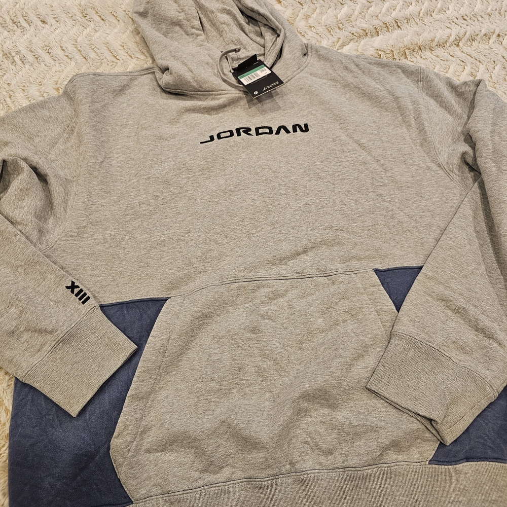 Jordan Men's Gray and Blue Hoodie
